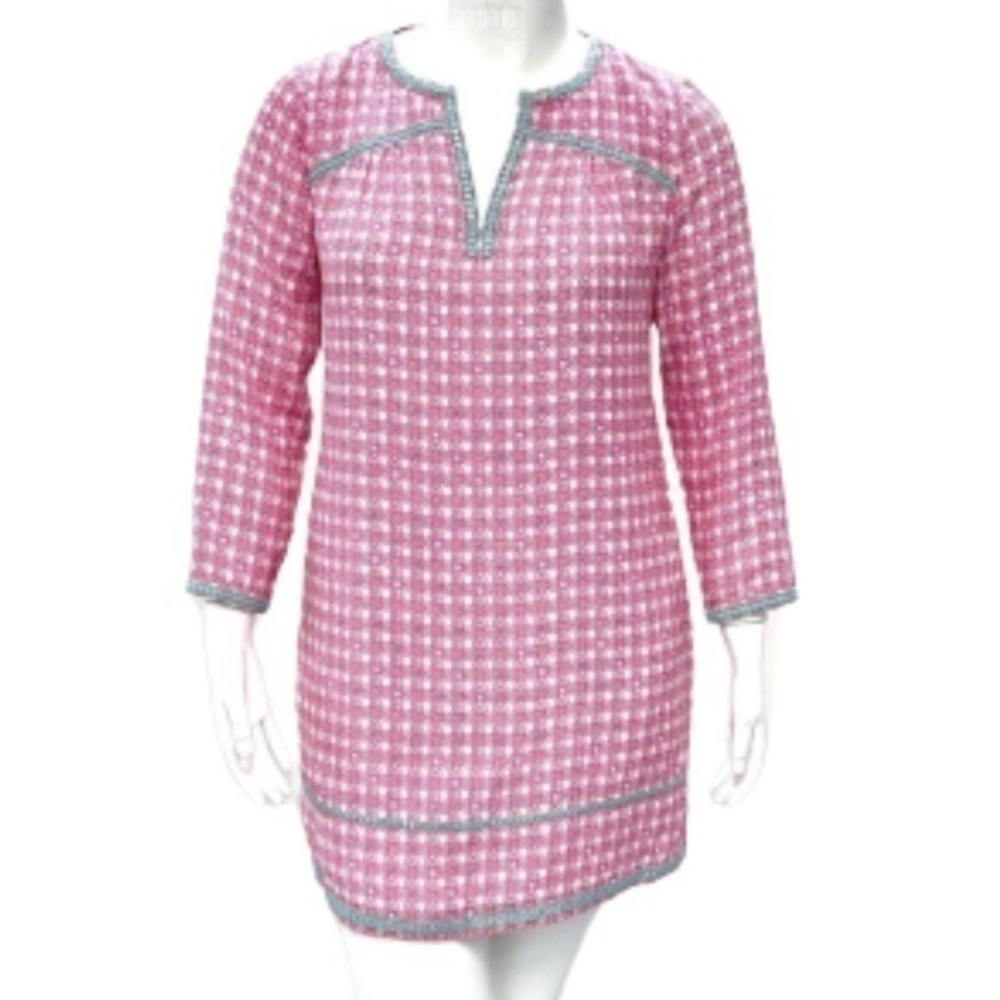 Vineyard Vines silk pink floral print shift dress size 12